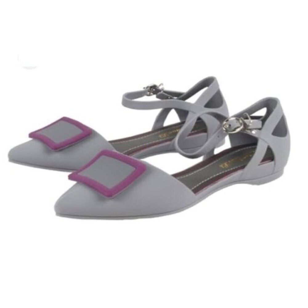 Grey Pointed Shoes Flat Size 37 - Picture 2 of 12